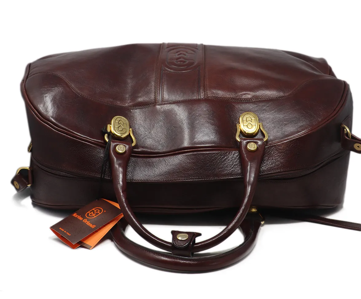 Marino Orlandi Burgundy Leather Duffle Bag