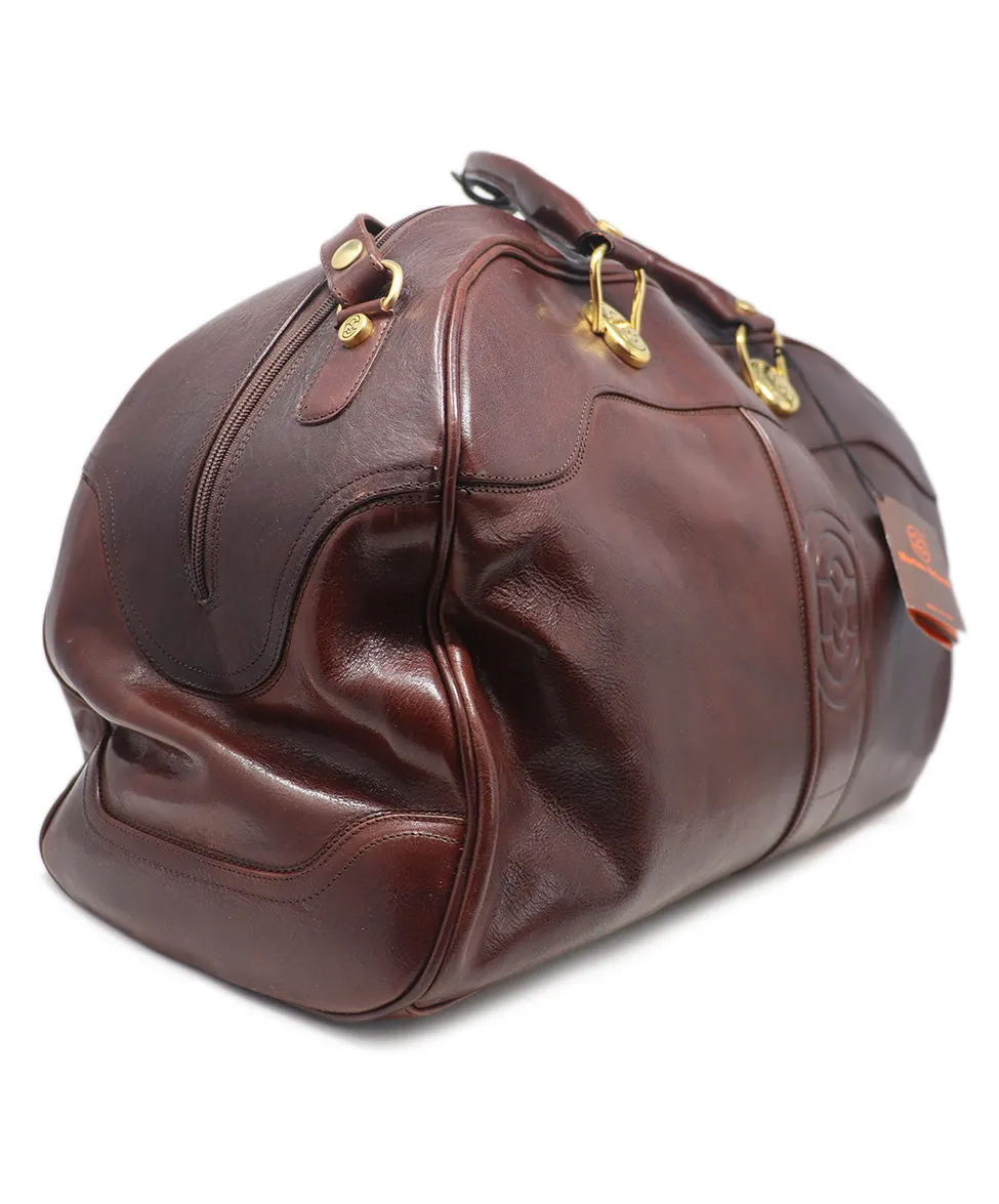 Marino Orlandi Burgundy Leather Duffle Bag