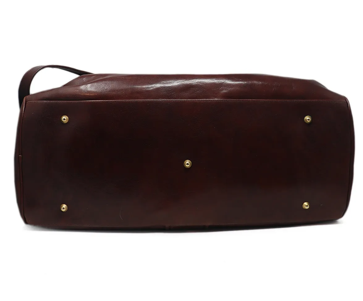 Marino Orlandi Burgundy Leather Duffle Bag