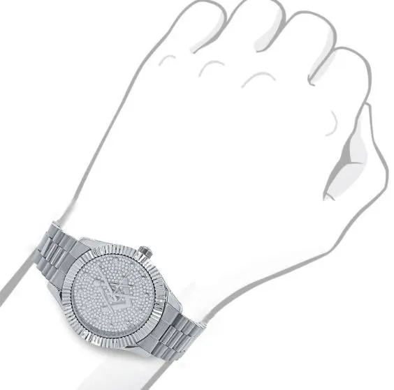 Masonic Iced Out Metallic Watch - Silver