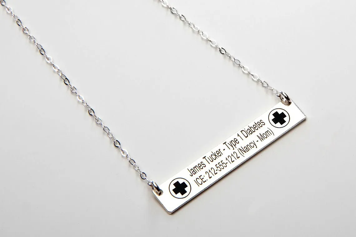 Medical Alert ID Necklace for Women - CG299N_1.5X0.25. Starts at