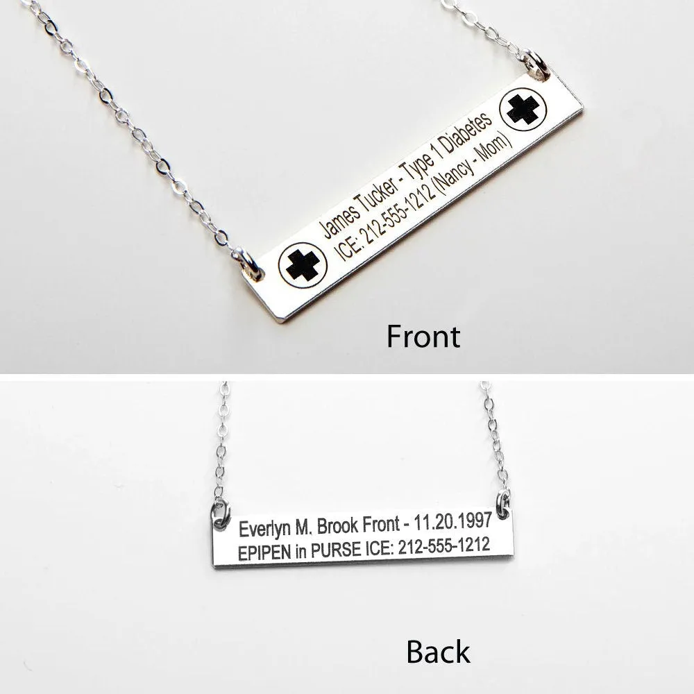 Medical Alert ID Necklace for Women - CG299N_1.5X0.25. Starts at