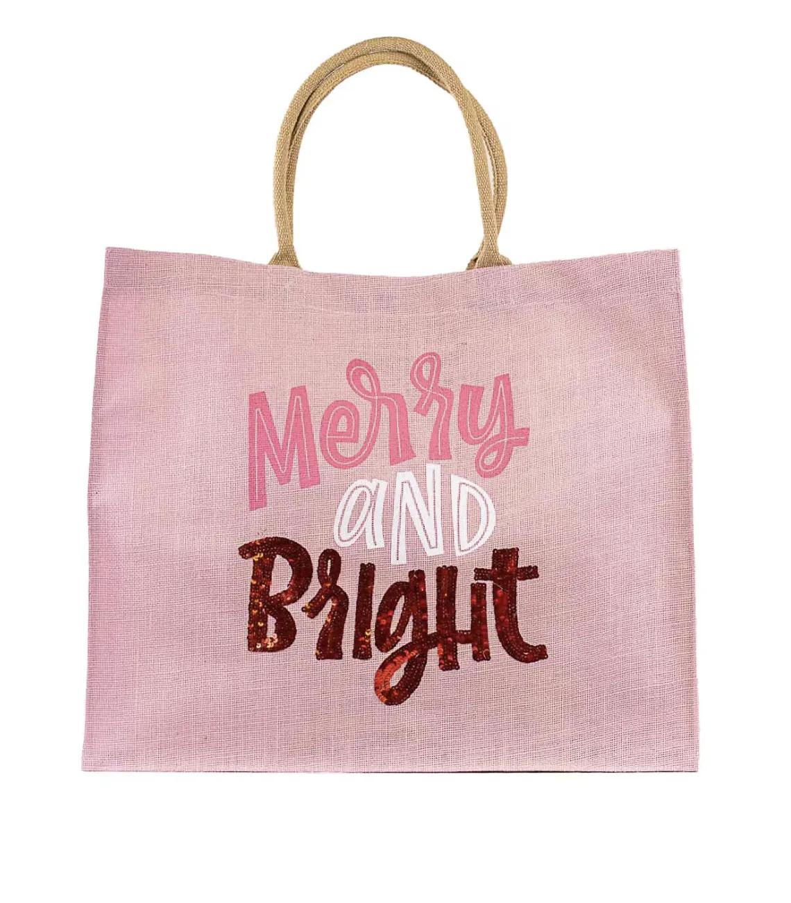 Merry and Bright Carryall Tote - Light Pink/White/Red