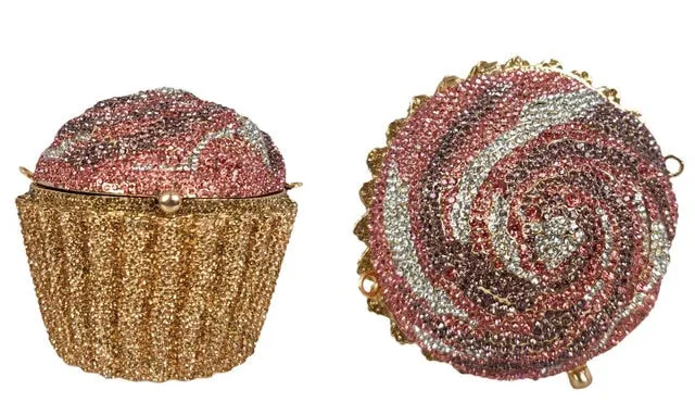 Mini Cupcake Clutch Evening Bag Crystal Handbag Party Purse