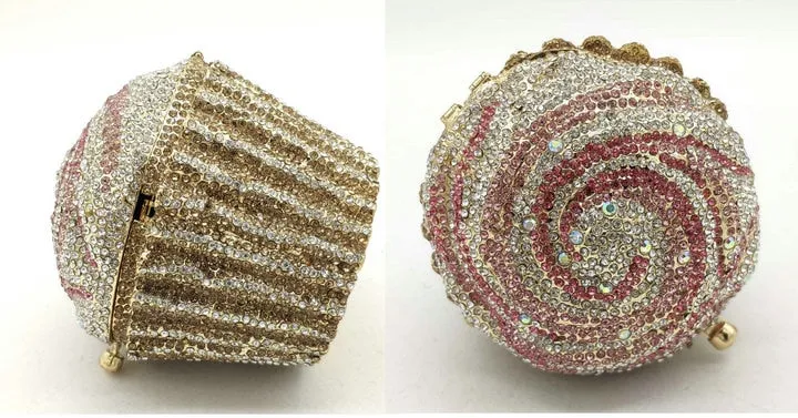 Mini Cupcake Clutch Evening Bag Crystal Handbag Party Purse