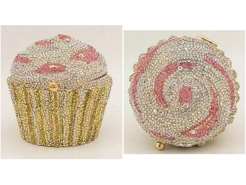 Mini Cupcake Clutch Evening Bag Crystal Handbag Party Purse