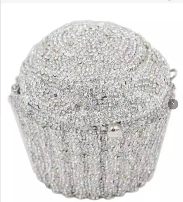 Mini Cupcake Clutch Evening Bag Crystal Handbag Party Purse