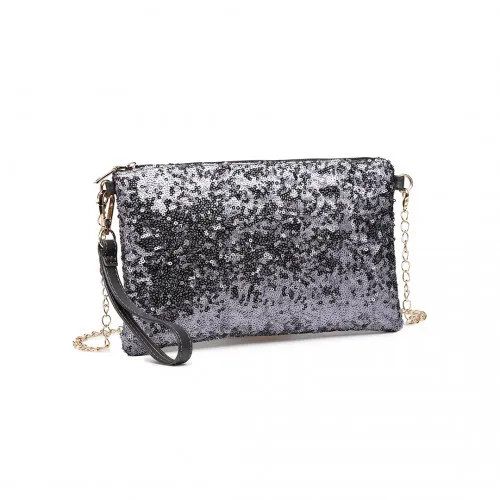 Miss Lulu Sequins Clutch Evening Bag - Grey | Elegant & Stylish Party Accessory