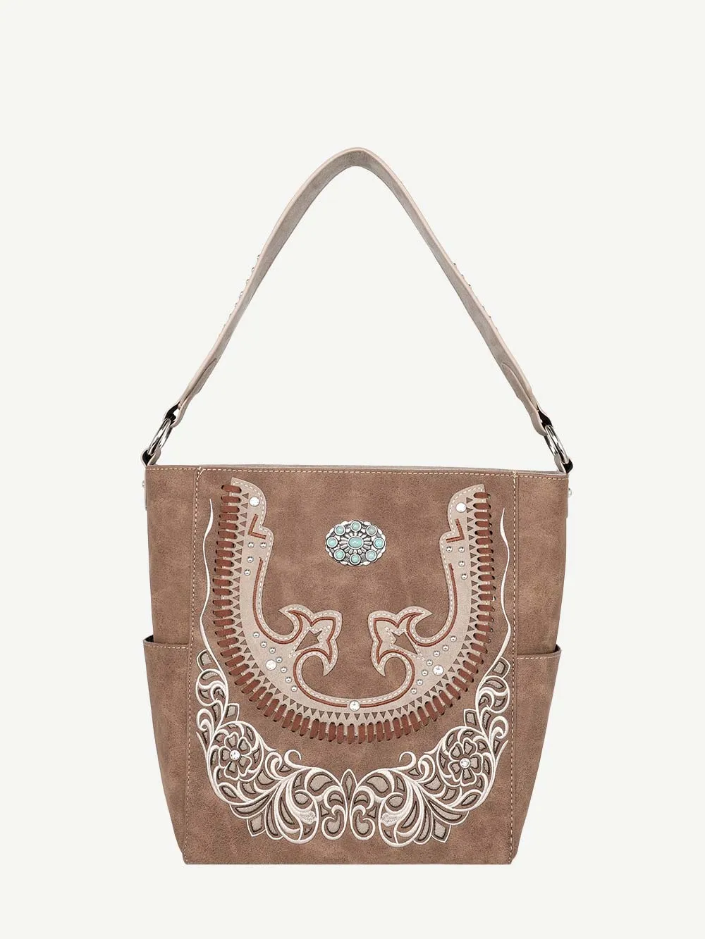 Montana West Cut-Out Turquoise Stone Concho Hobo Bag