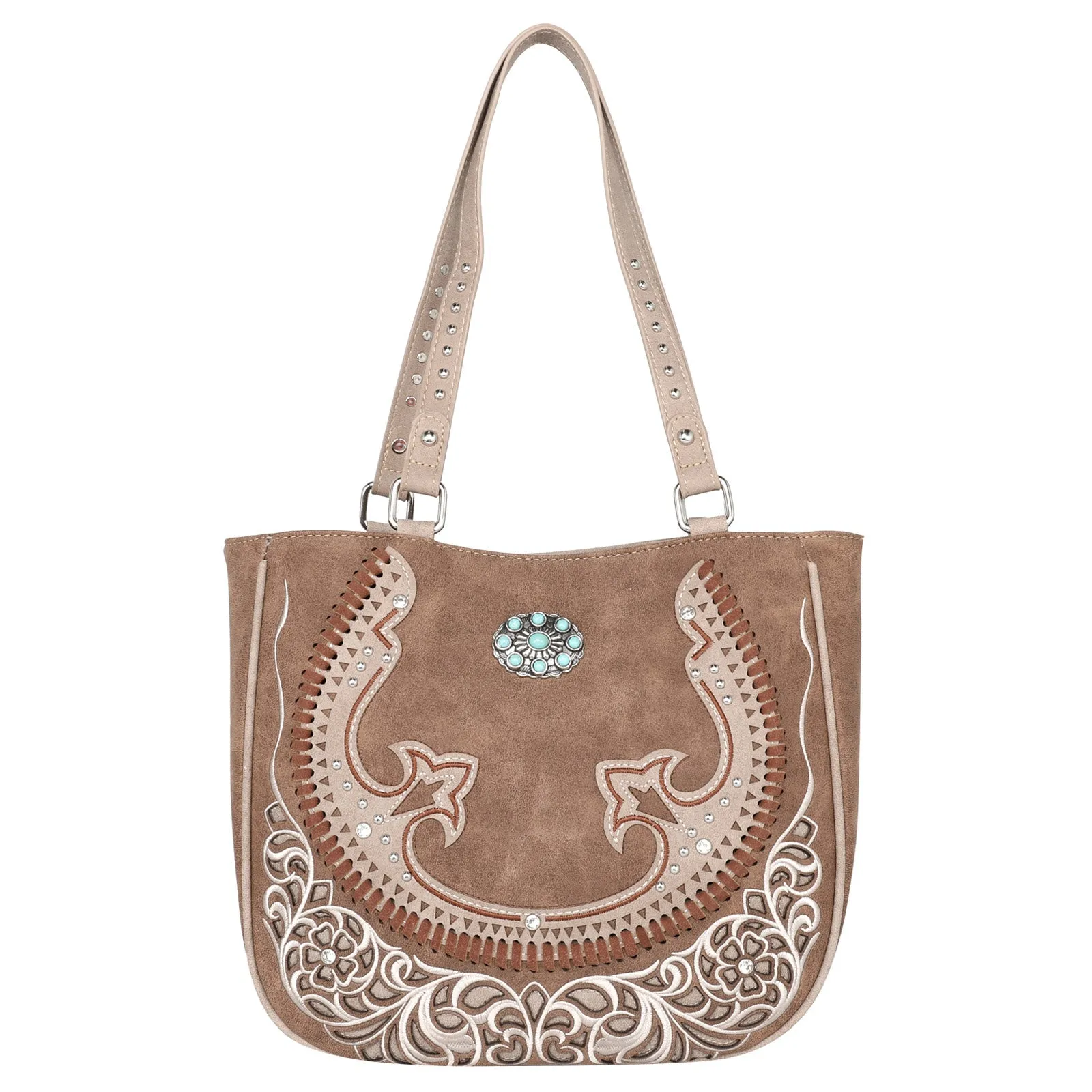 Montana West Cut-out Turquoise Stone Concho Tote Bag