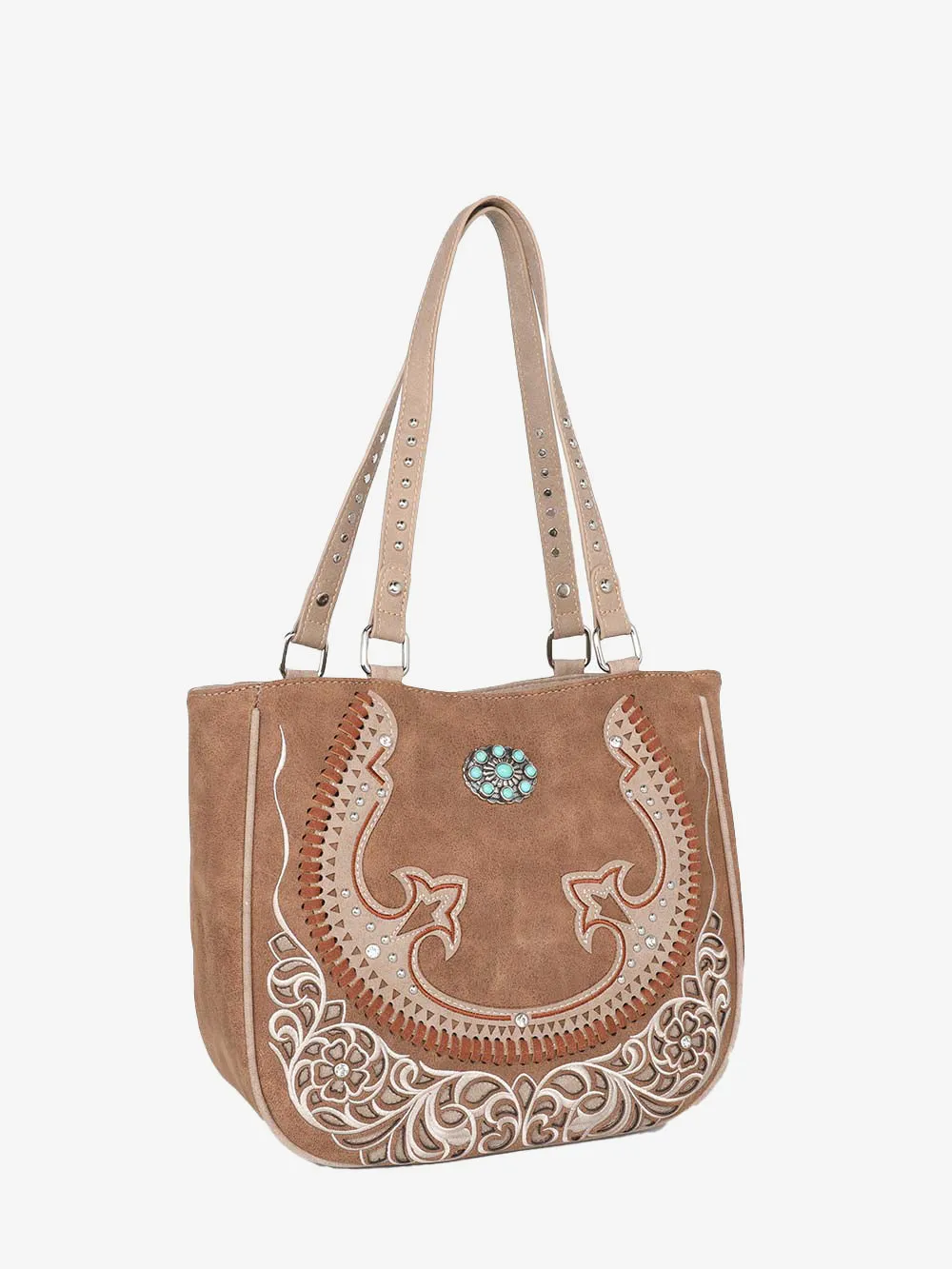 Montana West Cut-out Turquoise Stone Concho Tote Bag