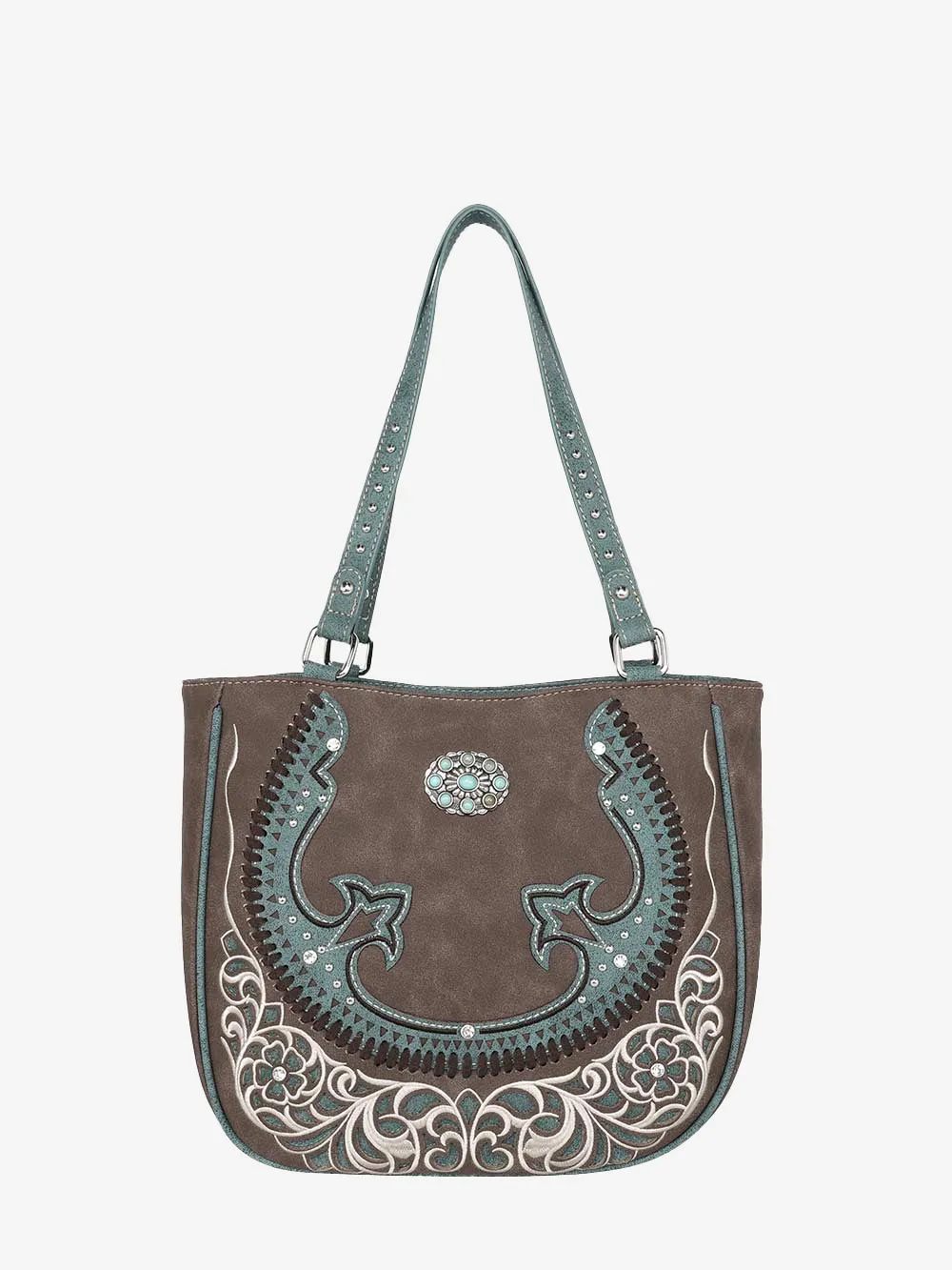 Montana West Cut-out Turquoise Stone Concho Tote Bag