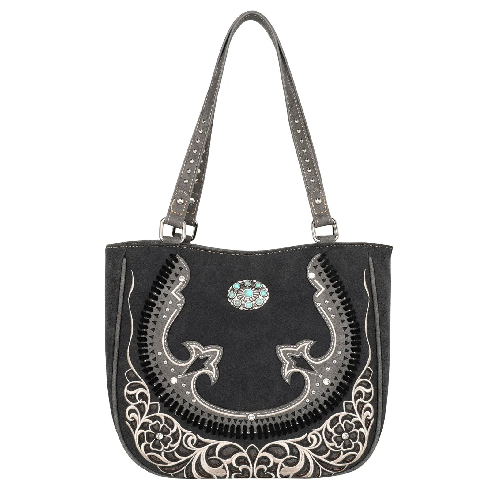 Montana West Cut-out Turquoise Stone Concho Tote Bag