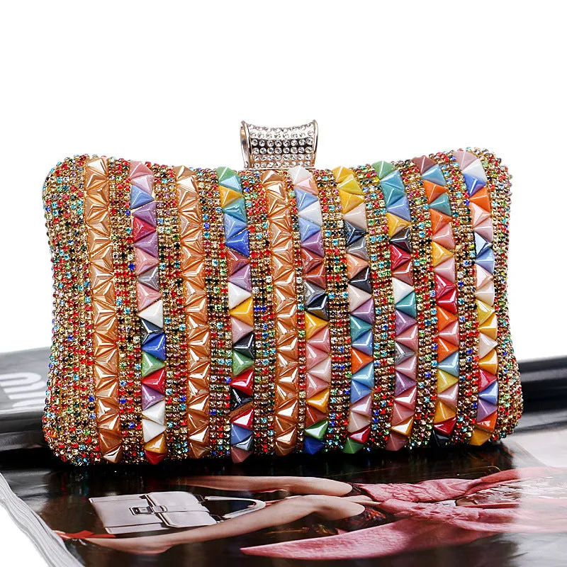 Multicolor Crystal Studded Evening Bag