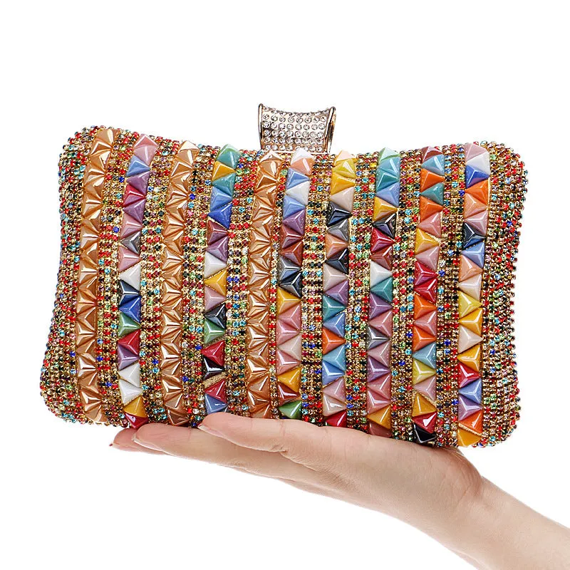 Multicolor Crystal Studded Evening Bag