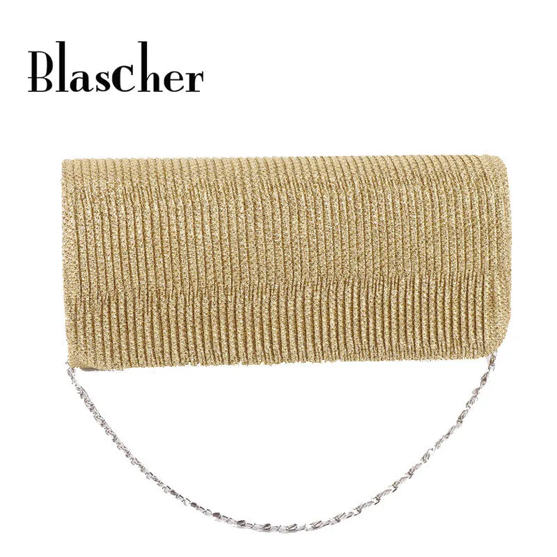 New Arrival Shimmering Evening bag Women Clutch Purse Shiny Handbags Party Wedding Silver Gold Black HBF41