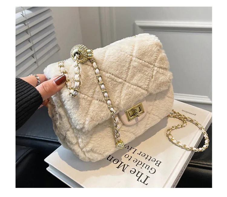 New fashion plush ladies Messenger bag small lady shoulder bag mobile phone ladies mini wallet and handbag evening bag