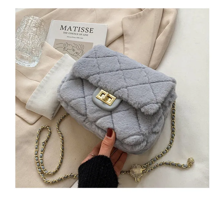 New fashion plush ladies Messenger bag small lady shoulder bag mobile phone ladies mini wallet and handbag evening bag