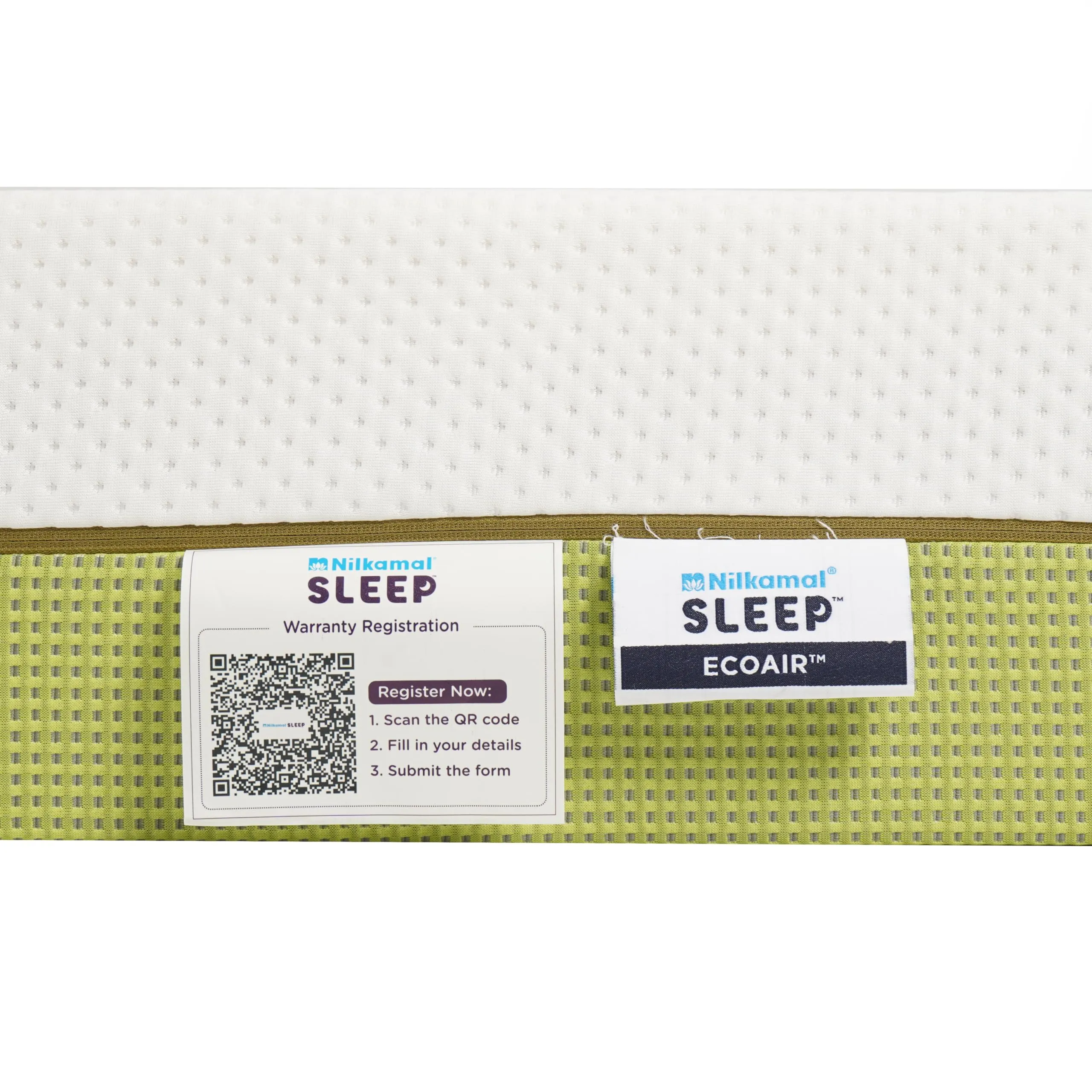 Nilkamal SLEEP ECOAIR™ 100% Natural Latex Foam Mattress, Cool Tencel Fabric, Ideal Softness-to-Support Ratio (Queen, 72X60X8, White & Green)