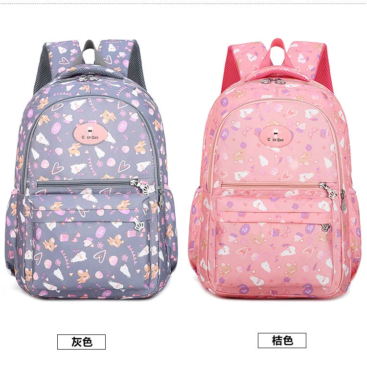 Nylon waterproof large capacity squirrel cute print schoolgirl backpack