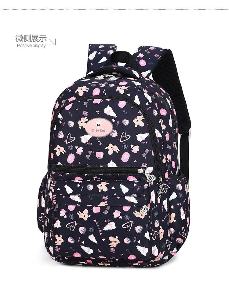 Nylon waterproof large capacity squirrel cute print schoolgirl backpack