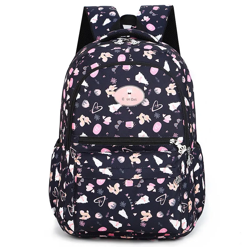 Nylon waterproof large capacity squirrel cute print schoolgirl backpack