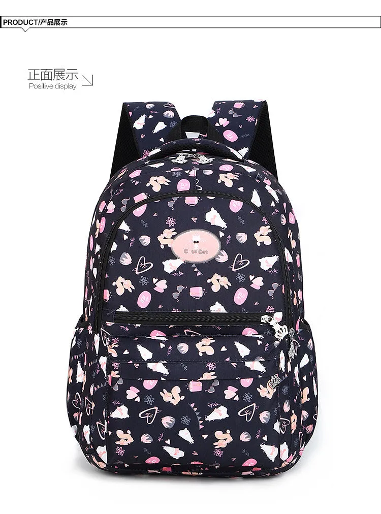 Nylon waterproof large capacity squirrel cute print schoolgirl backpack