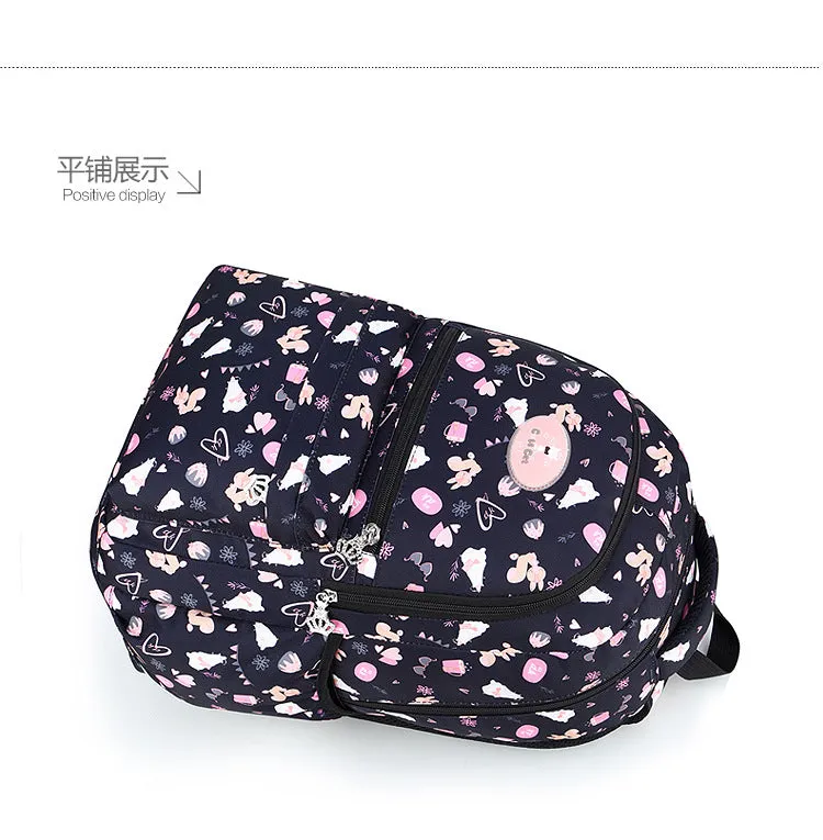 Nylon waterproof large capacity squirrel cute print schoolgirl backpack