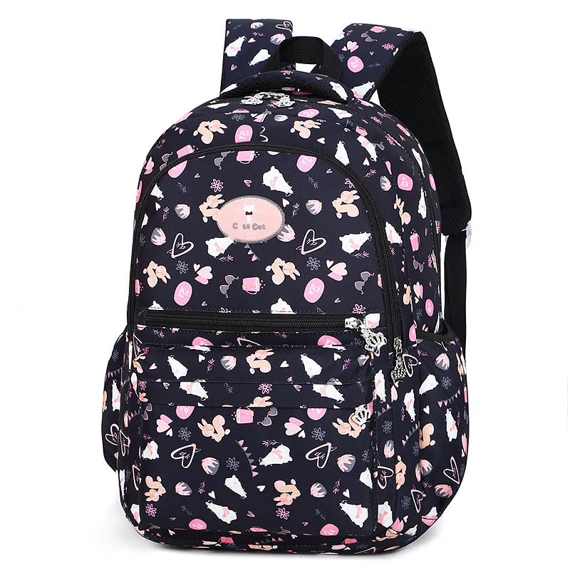 Nylon waterproof large capacity squirrel cute print schoolgirl backpack