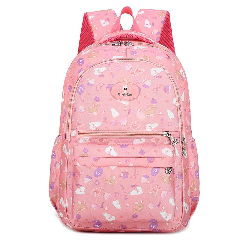 Nylon waterproof large capacity squirrel cute print schoolgirl backpack