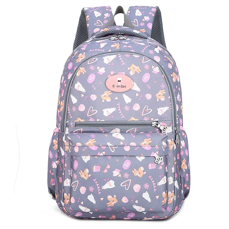 Nylon waterproof large capacity squirrel cute print schoolgirl backpack