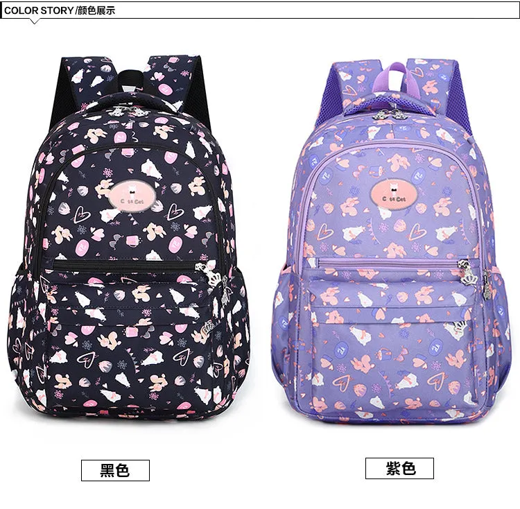 Nylon waterproof large capacity squirrel cute print schoolgirl backpack