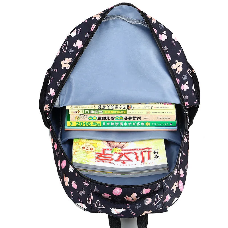 Nylon waterproof large capacity squirrel cute print schoolgirl backpack