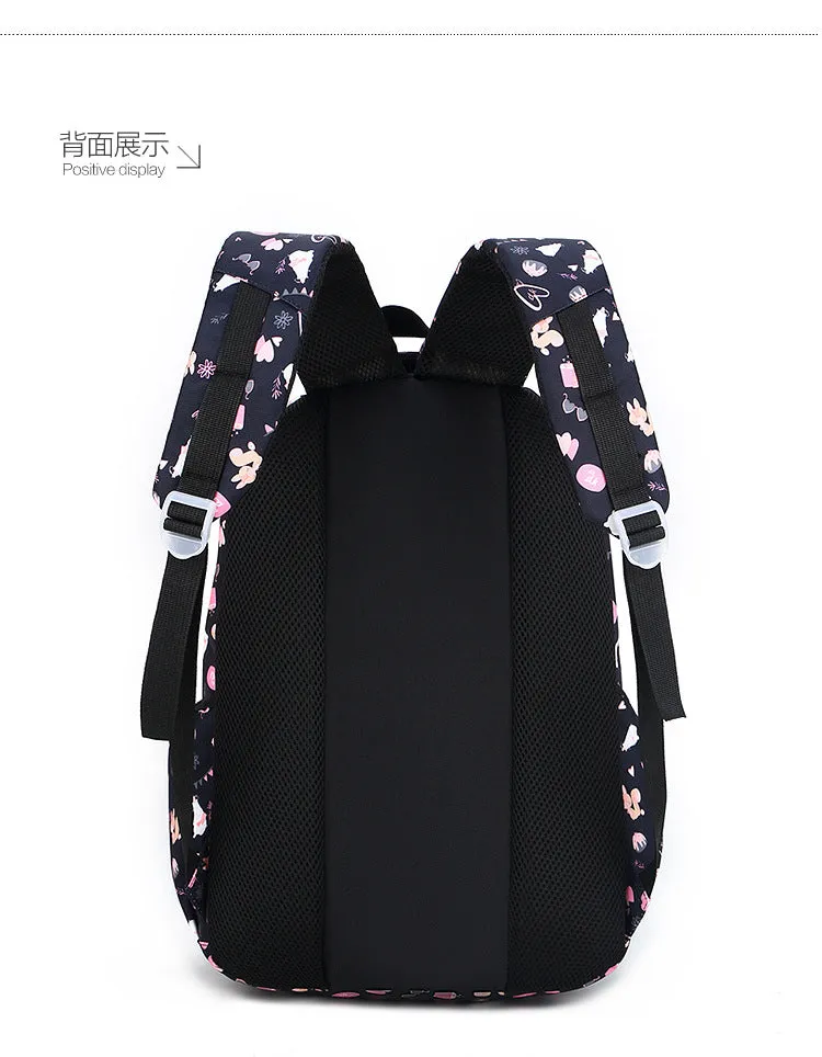 Nylon waterproof large capacity squirrel cute print schoolgirl backpack