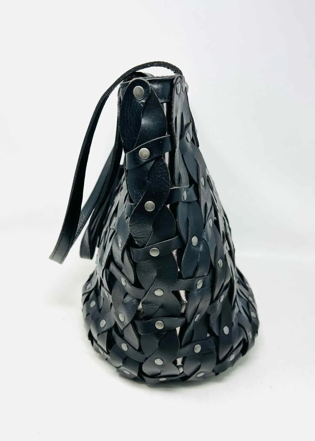 Patricia Nash Black/Silver Shoulder Bag Braided Leather NEW Designer Tote