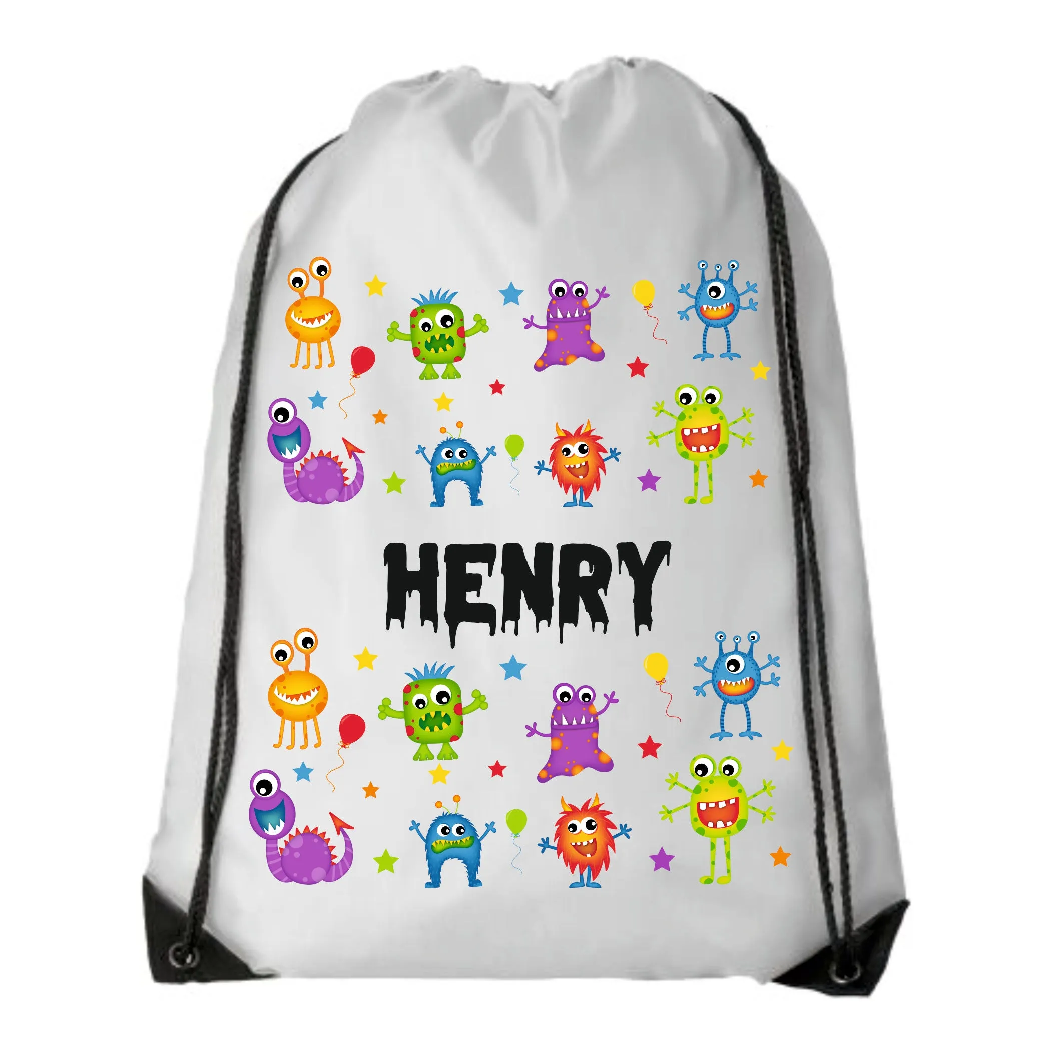 Personalised Monsters Kids Drawstring Bag - Swimming Bag - PE Bag - Little Monsters