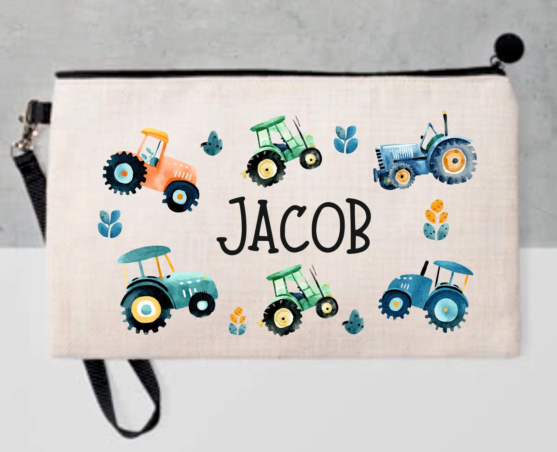 Personalised Tractor Pencil Case - Linen Bag, Make up bag, Purse