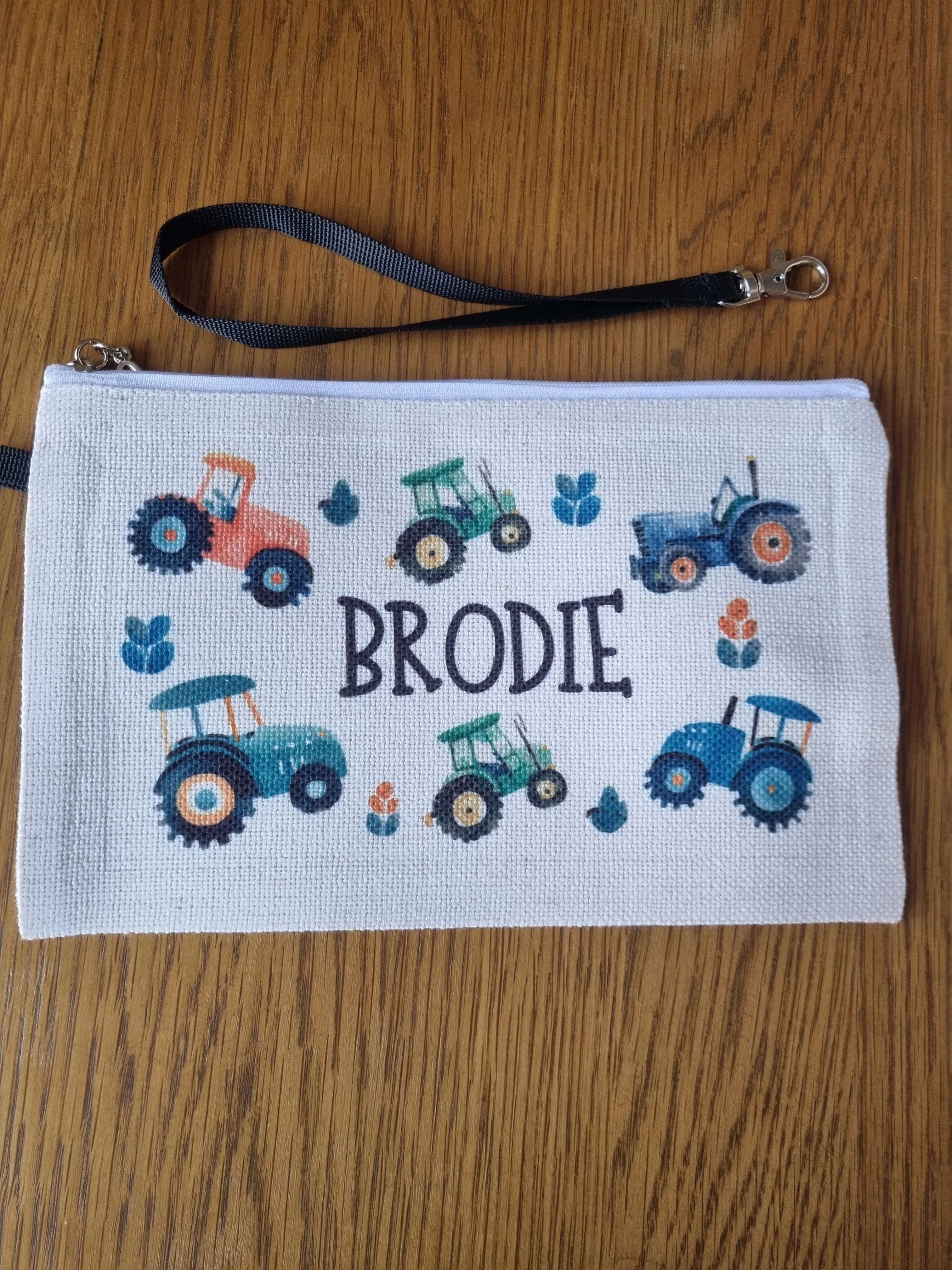 Personalised Tractor Pencil Case - Linen Bag, Make up bag, Purse