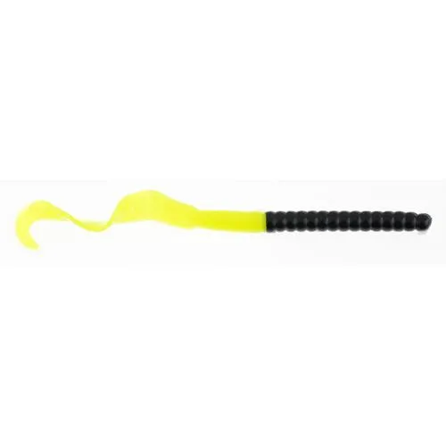 PowerBait Power Worm Soft Bait - 7" Length, Black-Chartreuse, Per 13