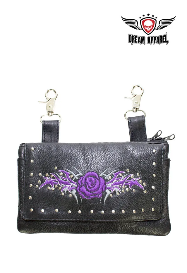 Purple Rose All Naked Cowhide Leather Belt Bag