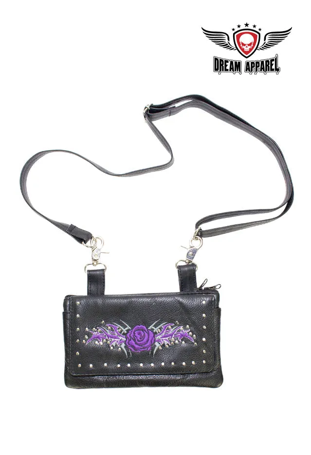 Purple Rose All Naked Cowhide Leather Belt Bag