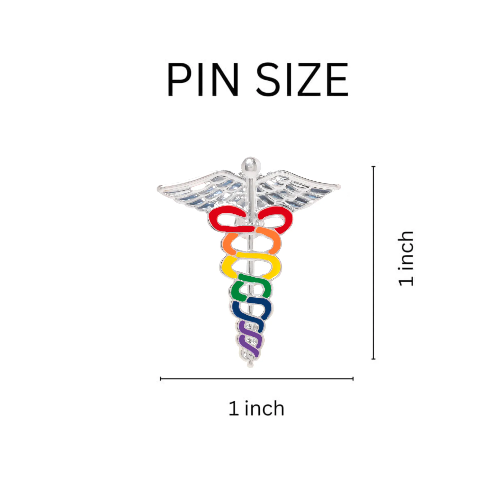 Rainbow Pride Caduceus Pins