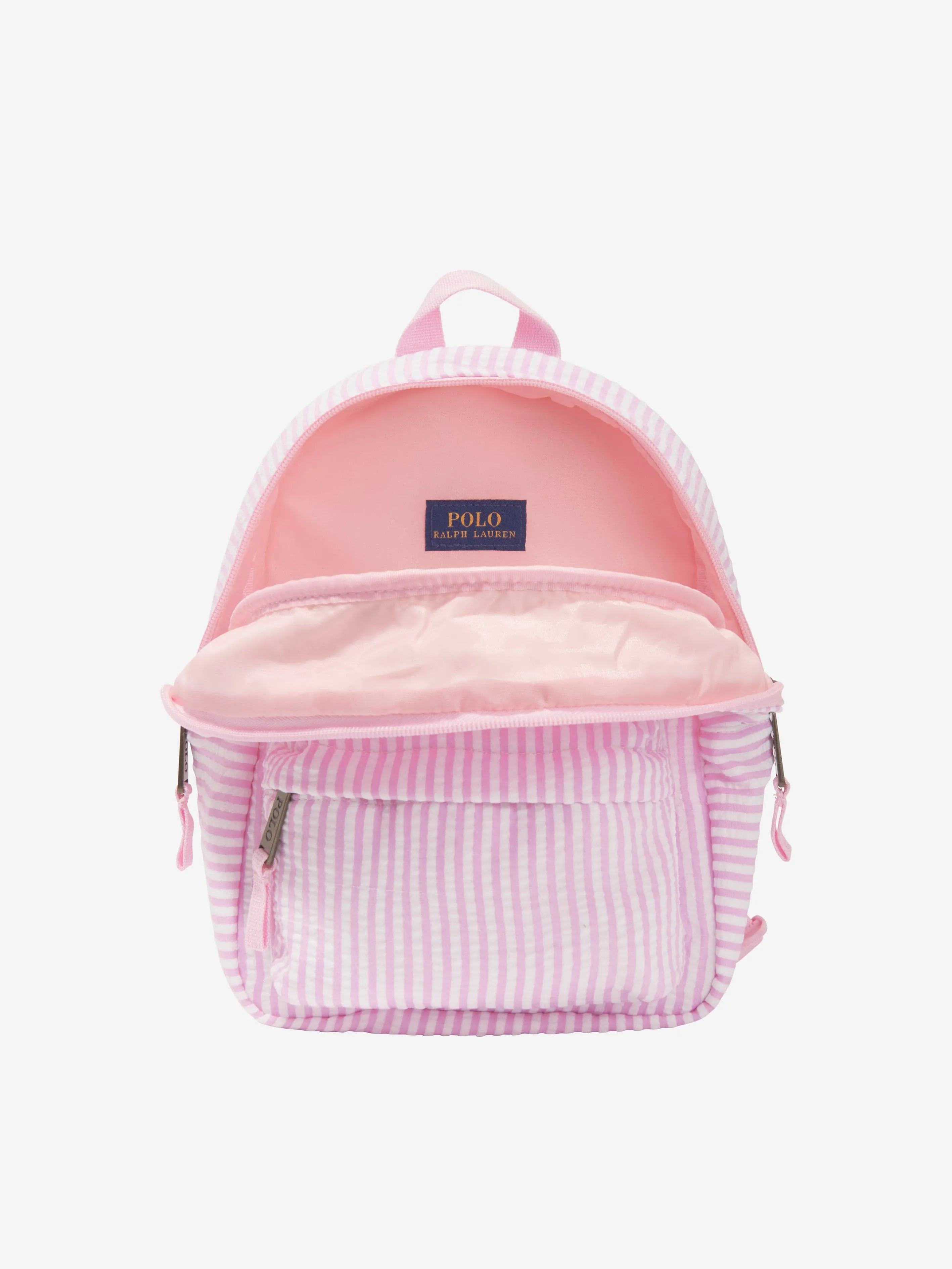 Ralph Lauren Girls Mini Seersucker Backpack in Pink