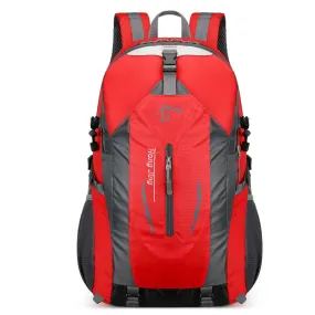 Red Lightweight Hiking Backpack - Waterproof Outdoor Travel & Camping Bag with Multi-Compartment Design