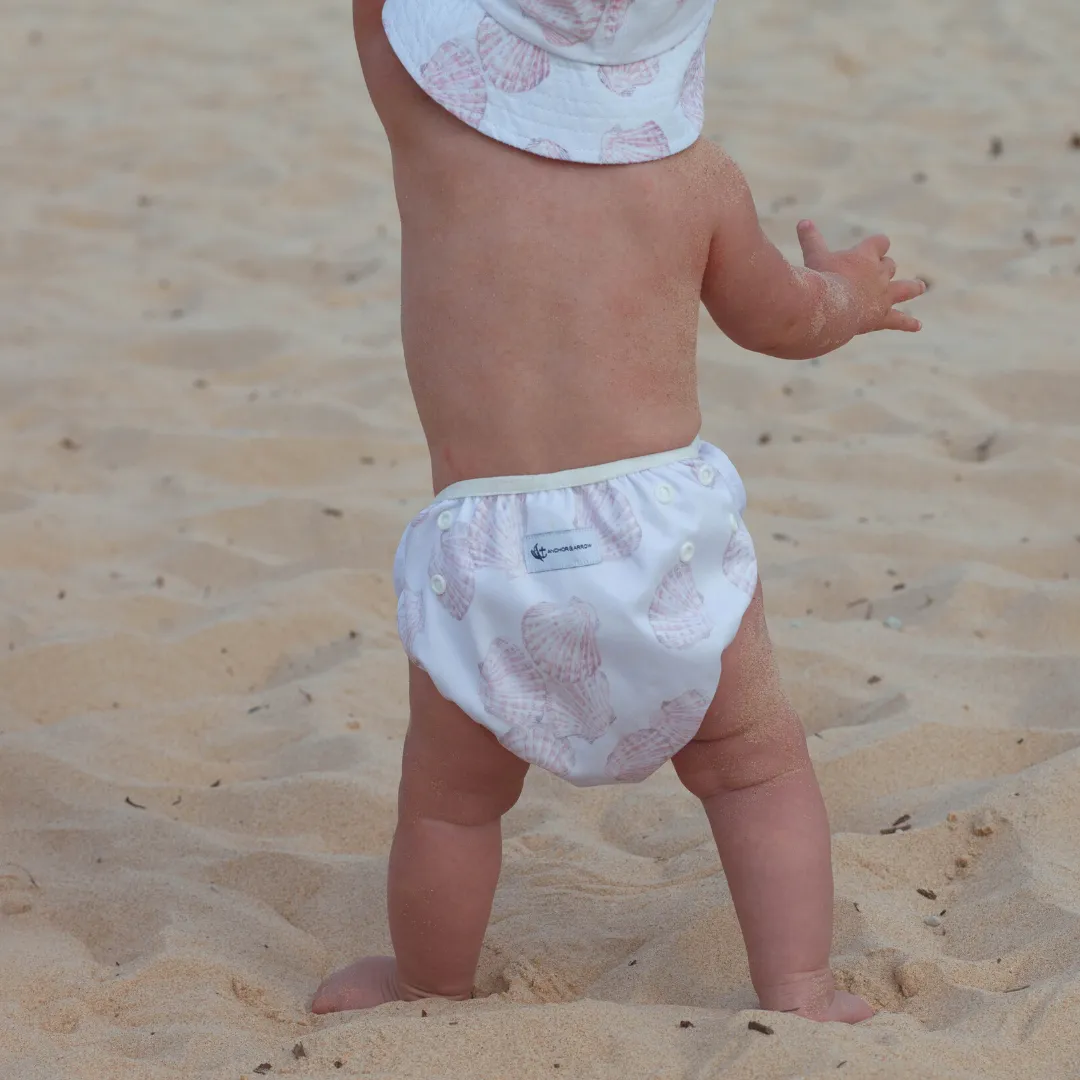 Reusable Swim Nappy & Hat Set - Sea Shells