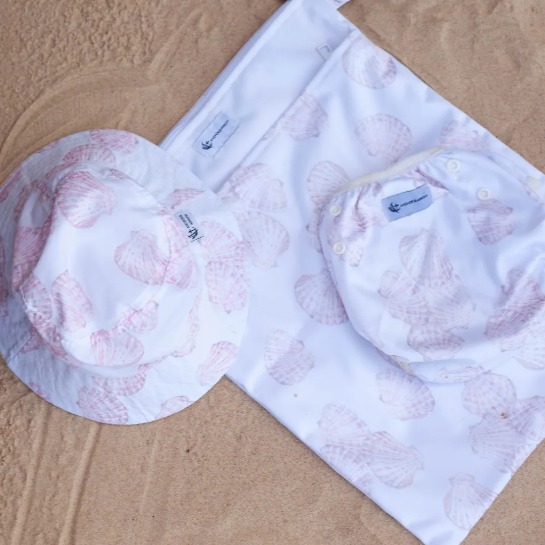 Reusable Swim Nappy & Hat Set - Sea Shells