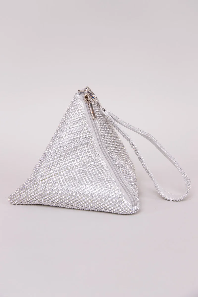 Rhinestone Triangle Bag - Silver