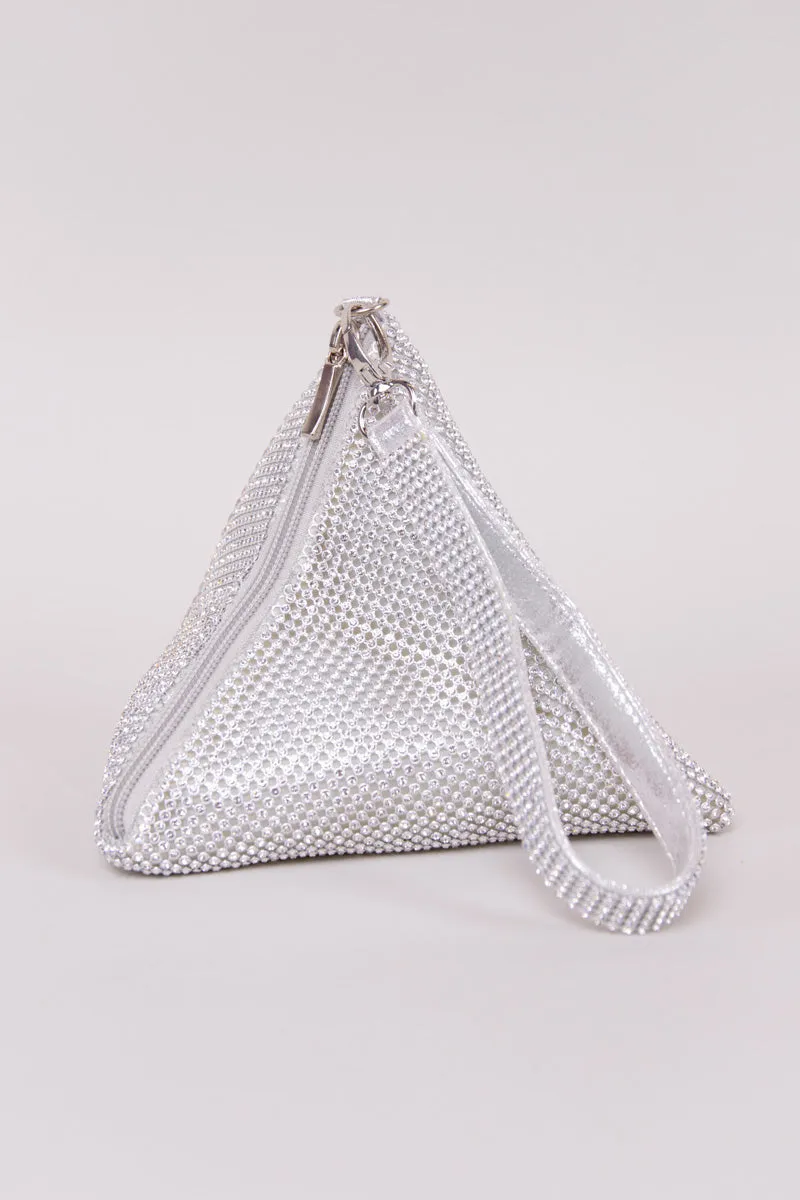 Rhinestone Triangle Bag - Silver