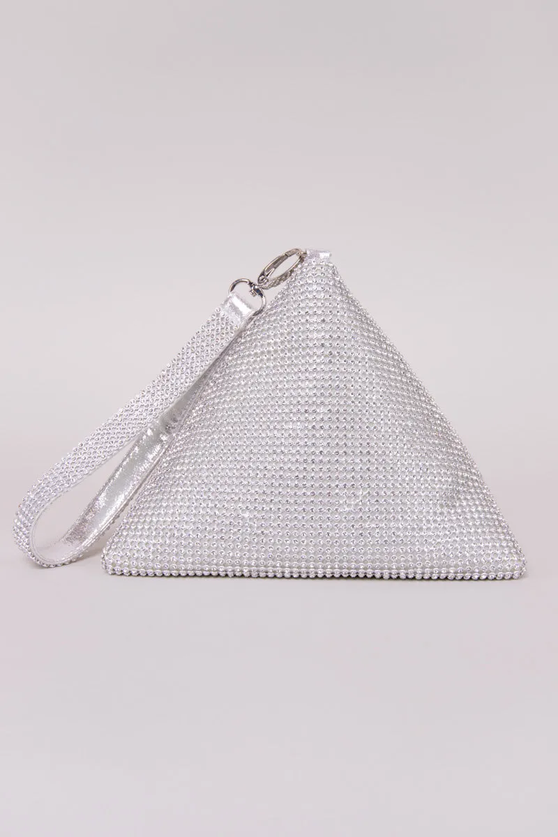 Rhinestone Triangle Bag - Silver