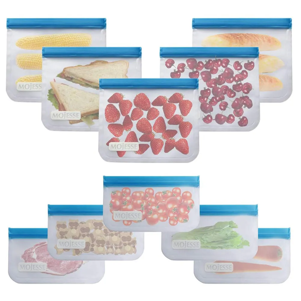 RONSHIN 10PCS Food Storage Bags Reusable Leakproof Ziplock Sandwich Bag